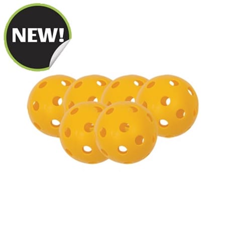 Champion Sports Outdoor Pickleball, Yellow - Set of 6 CH55906